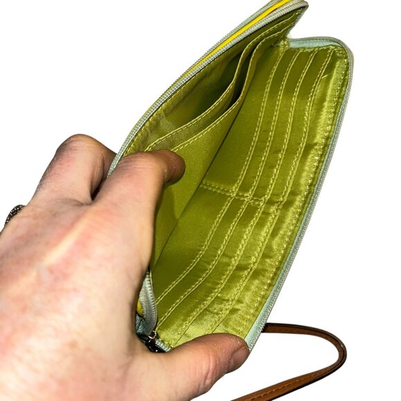 coach SPRING aqua sea glass leather zip checkbook wallet - Picture 7 of 7